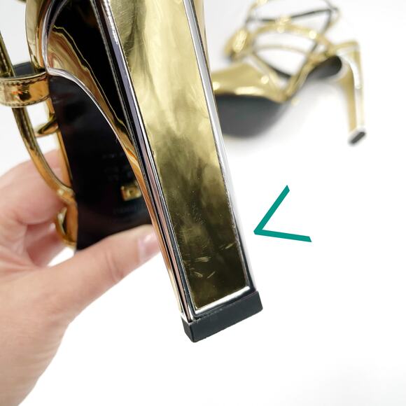 Kat‎ Maconie Louise Gold Heels Ankle Wrap Pumps Metallic Pointed Toe Sz 5 US - Picture 9 of 11